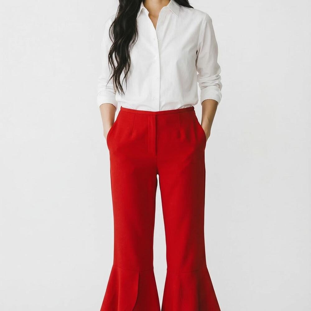 Brand New Maeve Anthropologie Flare Leg Red Pants 14T